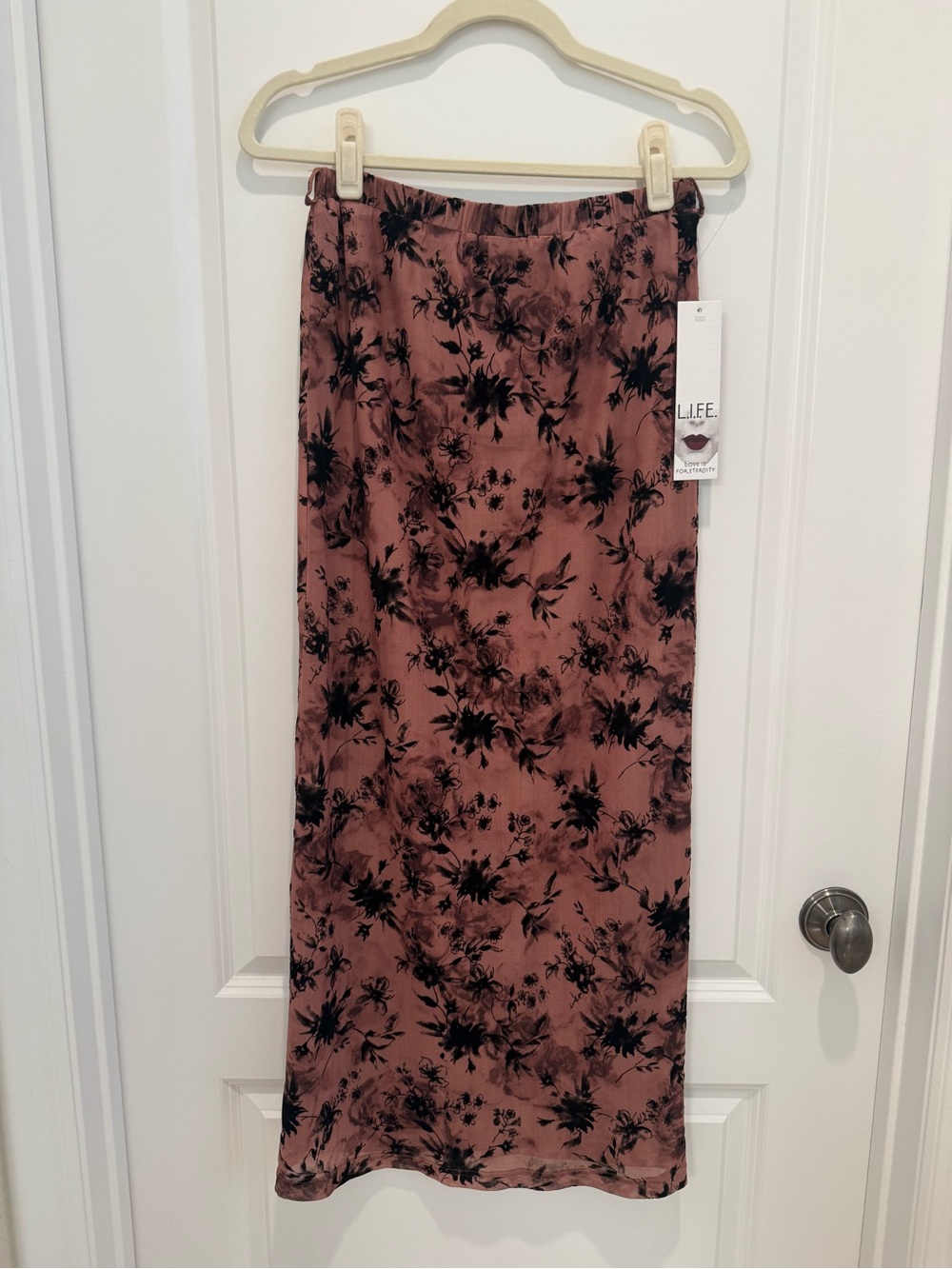 Floral Midi Skirt in Brown NWT